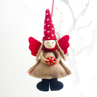 

1Pc Christmas Fabric Art Angel Christmas Tree Pendants Ornaments Home Decoration