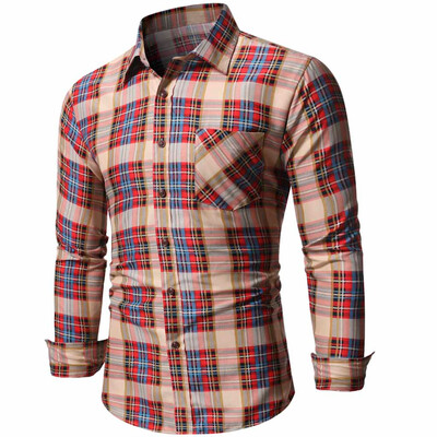 

Tailored Mens Plaid Casual Button Down Long Sleeve Shirt Top Blouse