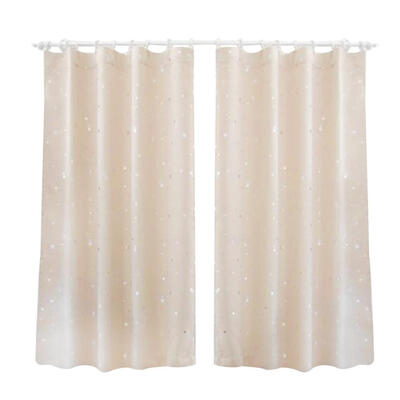 

2pcs Stars Gold Stamp Blackout Curtains with Hooks Balcony Windows Drapes