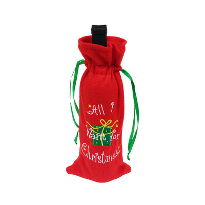 

Tailored Red Wine Bottle Cover Bags Decoration Home Party Santa Claus Christmas