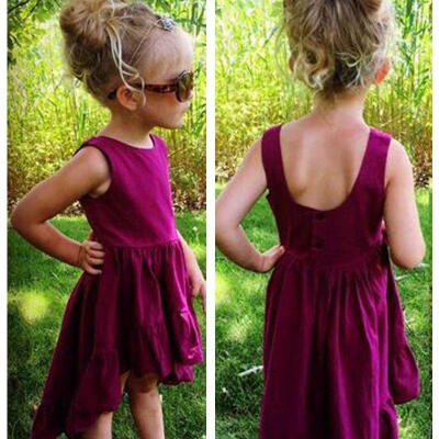 

Princess Dresses Infant Toddler Kids Baby Girls Long Sleeveless Summer Party Maxi Dress Sundress Clothes Asymmetry Dress