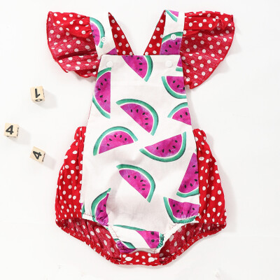 

Summer Infant Baby Boys&Girls Watermelon Print Backless Romper Bodysuit Clothes