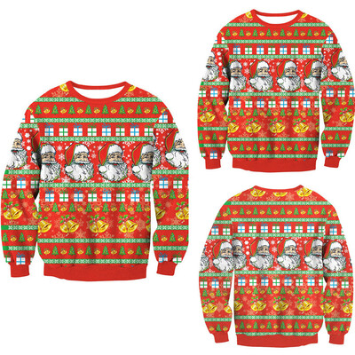 

Tailored Womens Christmas Santa Claus Small Bell Print Long Sleeves Tops Blouse Sweater