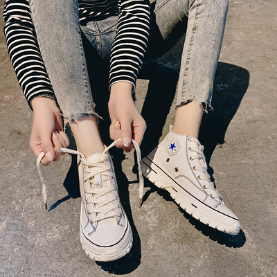 

Chaozhou shoes high-top canvas shoes Korean version of canvas shoes for female students