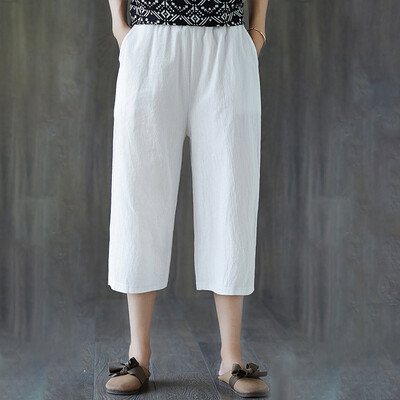 

Women Palazzo Wide Leg 34 Short Pants Ladies Loose Capri Trousers SIze -3XL