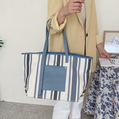 

Fashion single shoulder bag female 2019 new casual shopping bag simple large capacity portable tote canvas bag
