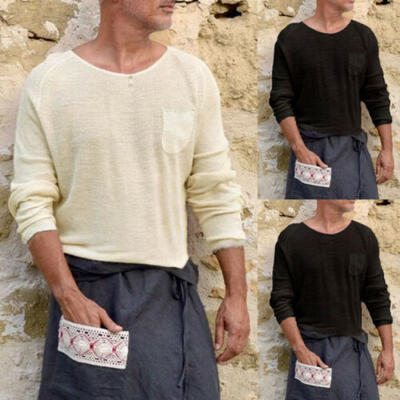 

US Men Casual Long Sleeve Jumper Loose Knit Crew Neck Sweater Shirt Top Pullover