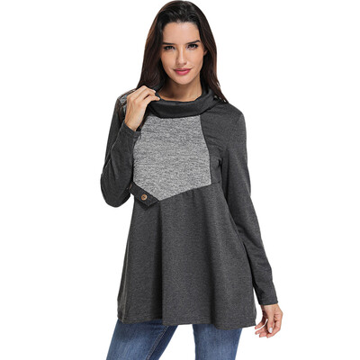 

Cowl Neck Contrast Tunic T Shirt