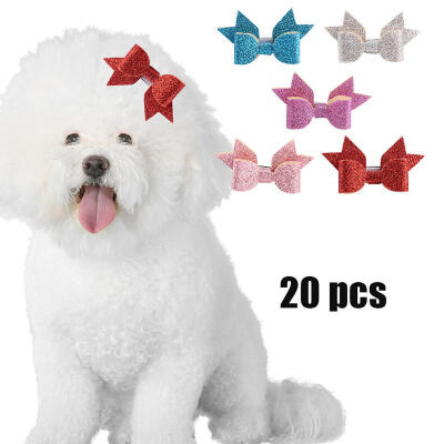 

Greensen 20PcsSet Pet Hairpins Dog Puppy Cat Bowknot Sparkling Hair Clips Accessories