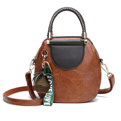 

Vintage Women Pineapple Pendant Handbag Faux Leather Zipper Tote Crossbody Bag
