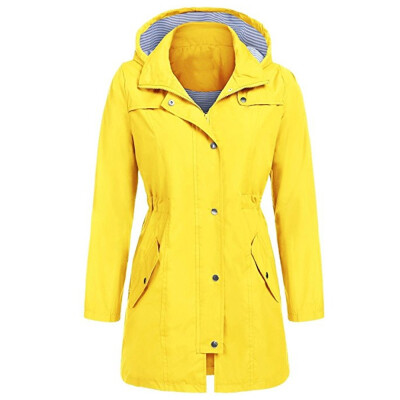 

Roseonmyhand Womens Solid Rain Jacket Outdoor Hoodie Waterproof Hooded Raincoat Windproof