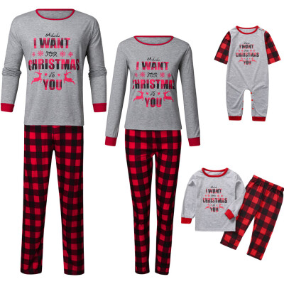 

Tailored Christmas Women Mom Printed Letter TopLattice Pants Xmas Family Clothes Pajamas