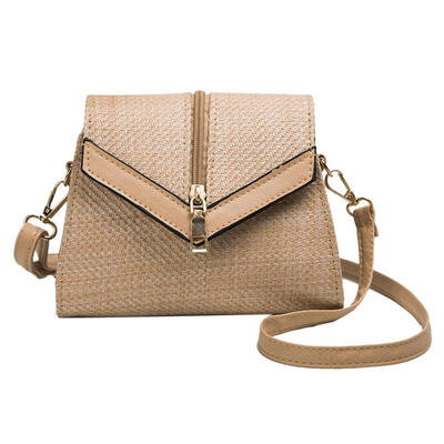 

Straw Woven Shoulder Messenger Handbags Women Zipper Small Crossbody Bags