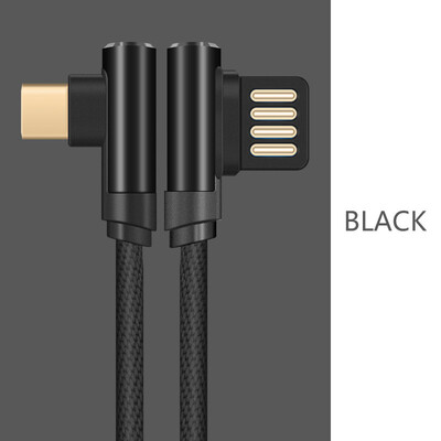 

90 Degree USB Cable For P20 Charging Cable For Huawei Xiaomi Data Cable For Samsung S9 Type C USB Charger Nylon Braid