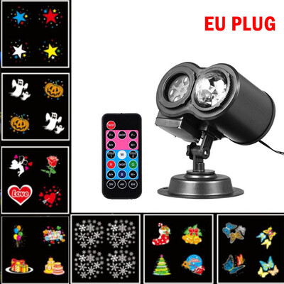 

7W 12 Patterns RGBW LEDs Projector Stage Light AC 110-240V Water Wave Moving Christmas Light with Remote Control