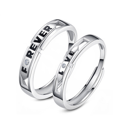 

Forever Love Couple Rings Jewelry Couple Silver Jewelry Design Korean Opening Ring Wedding Ring Crown Crown Zircon Ring Woman