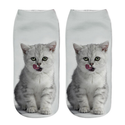 

Christmas Funny Girls Casual Socks 3D Cute Cat Printed Anklet Xmas Short Socks