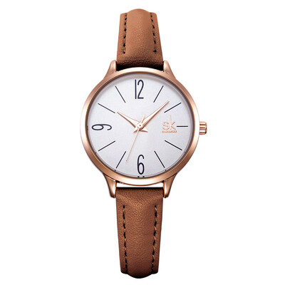 

Fashion Watch Women Casual Leather Quartz Watch Round Wrist Watch Women Blue Band Watch Relogio Feminino Reloj Mujer Shengke New