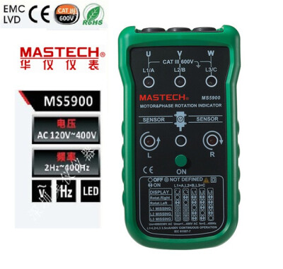 

Mastech MS5900 3 Motor Meter Sequence Tester Digital Tecrep Non-contact Rotary Field Indicator LCD Handheld Portable Multimetro