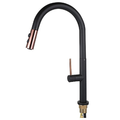 

Pull Out Kitchen Faucets With 2 Spray Modes Single-Handle High-Arc Rotatable Pull Down Sink Sprayer Ceramic Valve Copper Water Tap