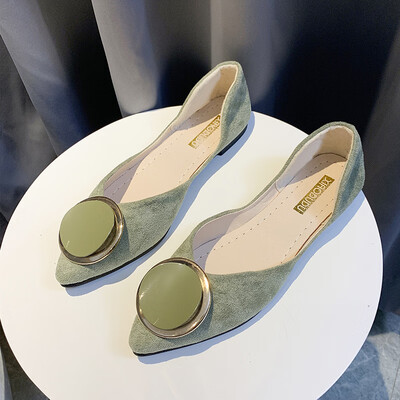 

2019 New Spring Net Red Pointed Single Shoe Womens Flat Shoe Bean Shoe Low heel Night Fairy Wind Gentle Womens Shoe