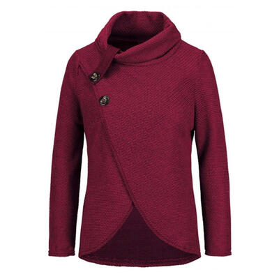 

Vintage Heaps Collar Women Autumn Knitted Sweater Long Sleeve Loose Tops