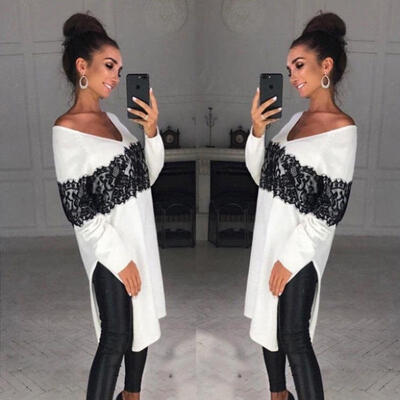 

Women&39s Lace Causal Bodycon Party Evening Cocktail Mini Dress Long Top Shirt