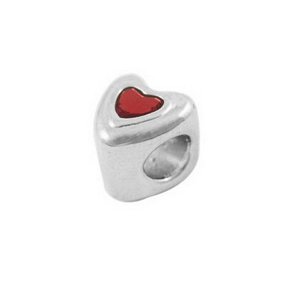 

Silver Plated Alloy Enamel European Beads Large Hole Heart Beads Lead Free&Cadmium Free about 9mm long 85mm wide