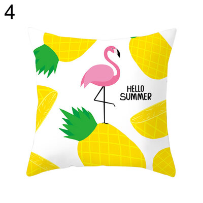 

Flamingo Leaf Pineapple Cactus Pillow Cover Cushion Case Home Car Sofa Bed Decor