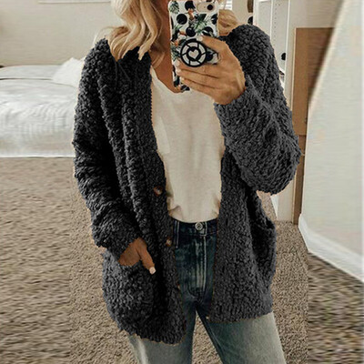 

Toponeto Fashion Women Casual Long Sleeve Button Solid Pocket Cardigan Tops Blouse Coat