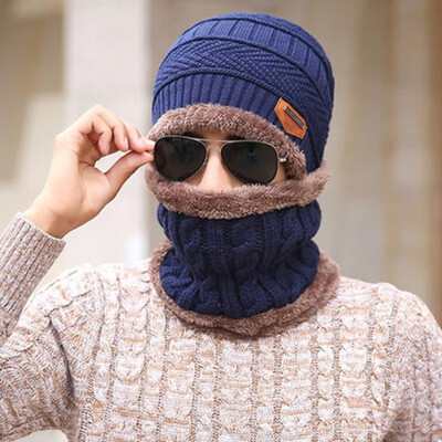 

Woollen hat for men winter fleece thickened wool knitted warm top hat for cycling windproof bib cap