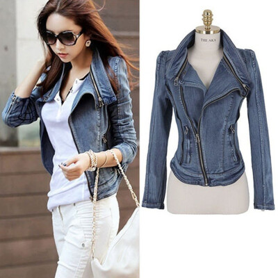 

Toponeto Women Long Sleeve Denim Coat Ladies Casual Jacket Outwear Jeans Overcoat