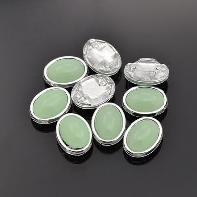 Sew on Taiwan Acrylic Garment Accessories Oval LightGreen 13x11x7mm Hole 1mm