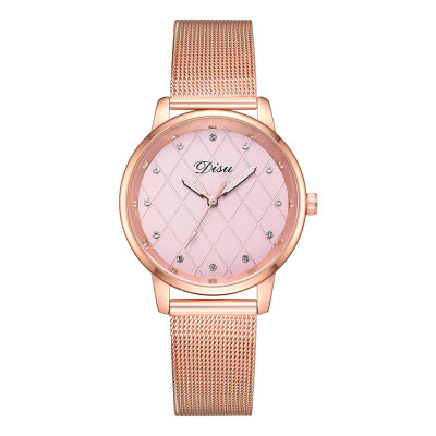 

DISU Stainless Steel Luxury fashion casual gold women watches bracelet Womens Roman Numerals Faux Leather Analog Quartz Watch