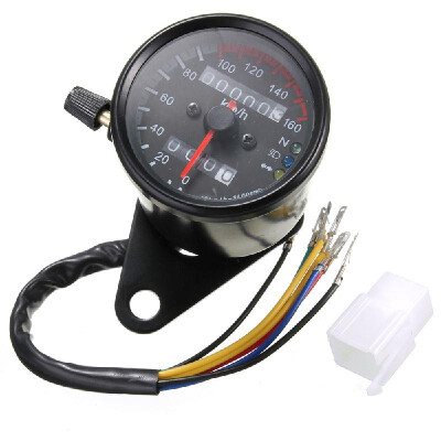 

Universal Motorcycle Dual Speedometer Odometer Gauge Kmh Signal Light