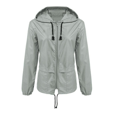 

Fashion Thin Section Ladies Waterproof Clothing Hooded Drawstring Outdoor Hiking Rain Jacket Jacket