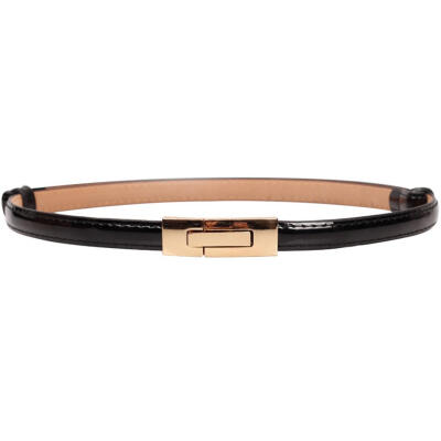 

Fashion Faux Leather Women Slim Belt Metal Buckle Solid Color Strap Waistband