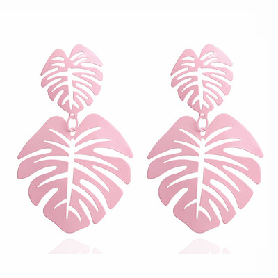 

Fashion Round Earrings for Women Spray Geometric Metal Statement Brincos Big Leaf Flower Earrings Fashion Party Jewelry Gift