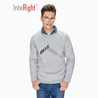 

INTERIGHT round neck plus velvet printed sweater linen gray
