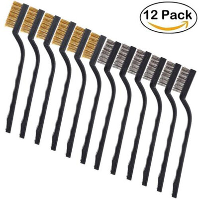 

12 Pcs Wire Brush Mini Small Steel Copper DIY Paint Rust Remover Removal Tool