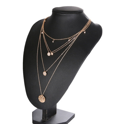 

Vintage Multi Layered Women Coin Necklace Choker Silver Gold Jesus Moon Rose Flower Pendant Necklace Long Chain Collier Jewelry