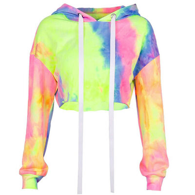 

Women Long Sleeve Hooded Hoodie Shirt Ladies Super Cut Out Short Cropped Top
