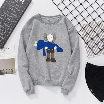 

Couple Print Regular Length Full Sleeve Loose Autumn And Winter Couples Round Collar Sweater Double Doll Pink 2XL