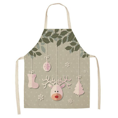 

Gobestart Christmas Decoration Cotton And Linen Apron Kitchen Aprons Dinner Party Apron
