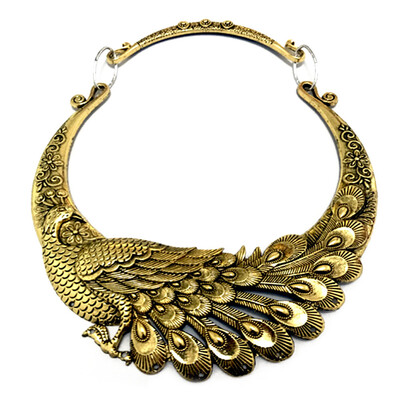 

Women Bohemian Ethnic Vintage 2019 Retro Carved Peacock Collar Choker Necklace