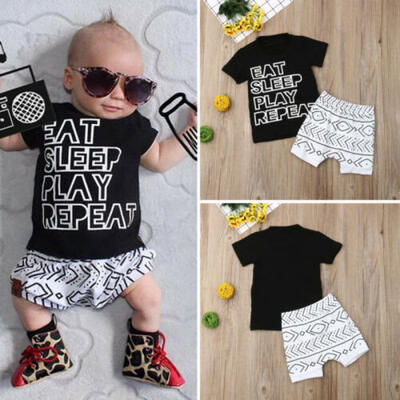 

Summer Casual Newborn Toddler Baby Boy T-Shirt TopsShorts Pants 2PCS Clothes UK