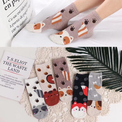 

1 Pair Cotton Cartoon Printed Animals Dog Women Girl Fashion Low Cut Ankle Socks