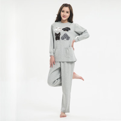 

XUE ZHU Authentic sweet simple&comfortable breathable embroidery round neck long-sleeved trousers home 13261