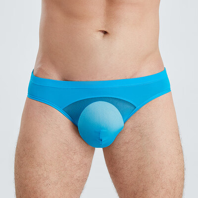 

Mens Elastic Low Waist Bulge Pouch Underwear Triangle Thongs Mesh Sexy Briefs