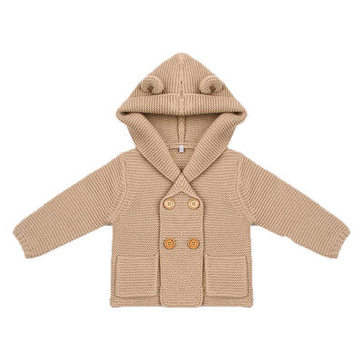

Baby Boy Knitting Cardigan Winter Solid Sweaters Long Sleeve Hooded Coat